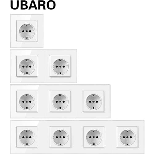 UBARO German Standard Crystal Tempered Glass Tomada Usb Priz Wall Socket Enchufe Pared Stopcontacten Outlet Sockets AC100-250V