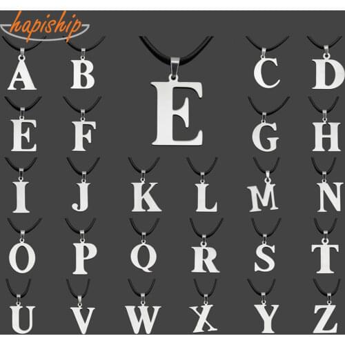 Hapiship 2018 Top Fashion Stainless Steel Women/Mens Lovers Jewelry Letter A~Z Pendant 17" Short Necklaces Drop Shipping SSZM