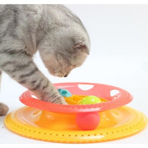 Interactive Non-slip Pet Toys Play Disc Amusement Plate Turntable Toys Funny Cat Plate Pet Toys Cat Crazy Ball Disk Track Ball