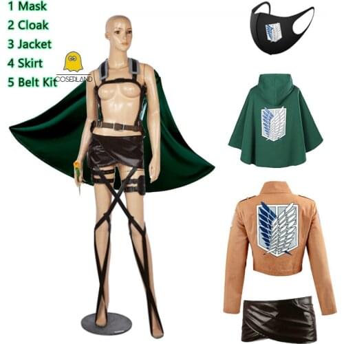 Attack on Titan Scout Regiment Cosplay Costume Set Anime Eren Jaeger Ackerman Levi Mikasa Armin Arlert Cloak Hanji Zoe Jacket