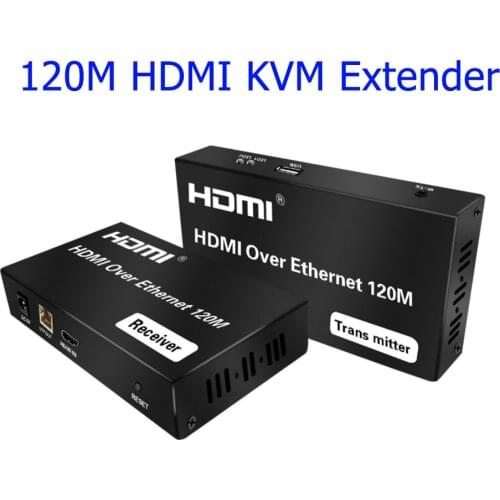120M KVM USB HDMI Extender Over IP Ethernet by RJ45 CAT5e/6 Cable Support Local Loop-out IR Remote
