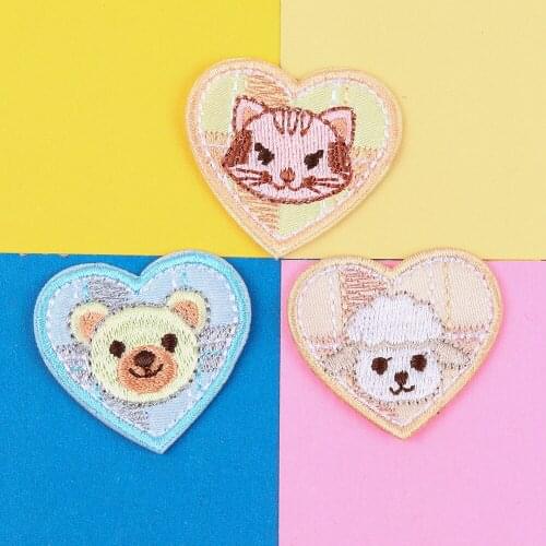 Cartoon Little Animal Patches Cute Sheep, cat and bear Embroidery Appliques for Clothes Iron Badges for Kids Stickers