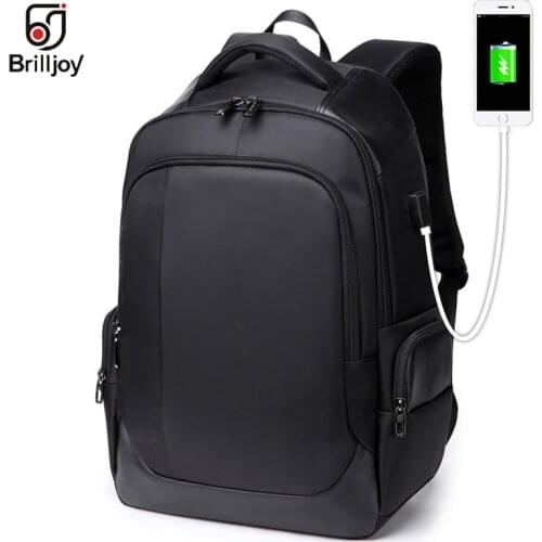 Brilljoy 15.6inch USB Charging Mens Backpack Breathable Business Laptop Backpack Water Repellent Travel Backpacks Student Bag