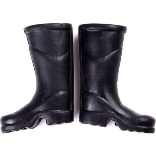 MYPANDA 1/12 Dollhouse Furniture Miniature Black Rubber Rain Boots Home Garden Yard Accessory Shoes for Toys Gifts