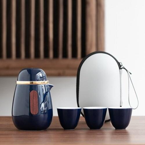 Set of ceramic travel kungfu tea set Simple tea brewing set for outdoor tourism Express cup Tea set suit