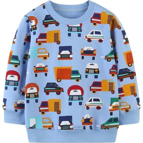 New Boys Long Sleeve Sweater Kids New Designed Clothes Printed Cartoon Cars Boys girls Spring Sweatershirts Jumping brand