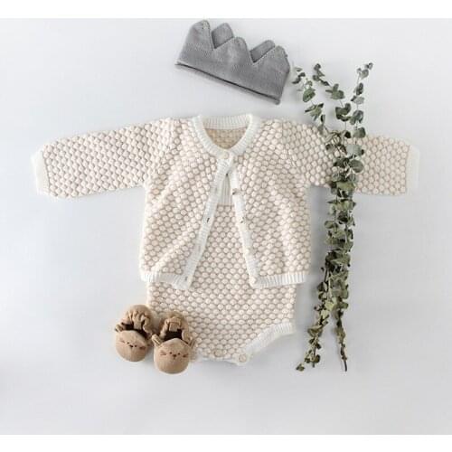 New Arrivals Baby Girl Set Clothes Spring 2019 Fashion Long Sleeve Knitted Coat + Bodysuit Newborn Sweater 2pcs Set for Infants