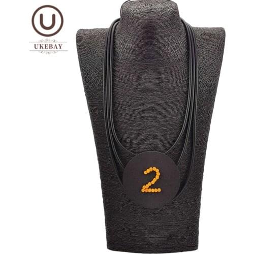 UKEBAY New Digital 2 Choker Necklaces Handmade Rubber Jewelry Women Original Design 0 to 9 Necklace Strange Sweater Chains Gift