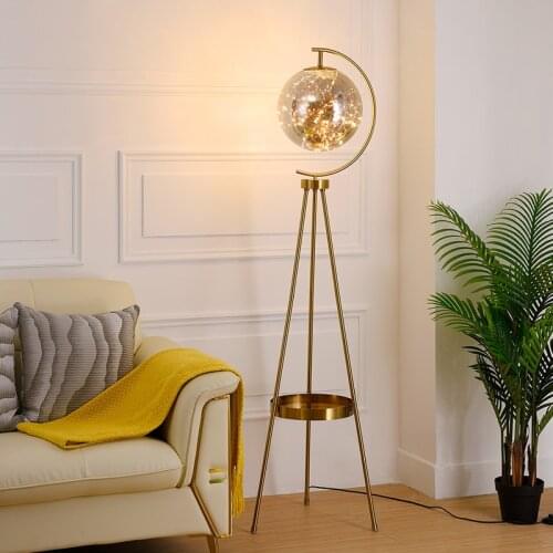 LED Nordic Luxury Floor Lamp Living Room Bedroom Bedside Creative New Standing Lighting Glass Ball Storage Vertical Luminaires