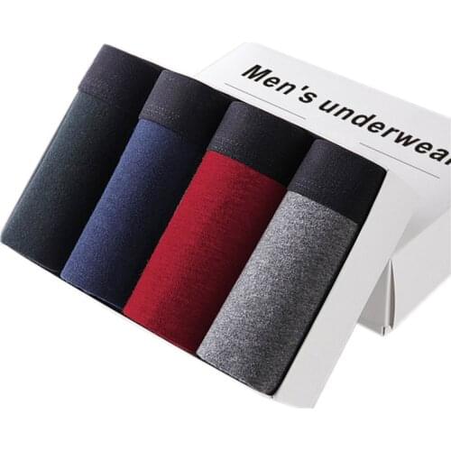 4pcs/lot Mens Underwear Boxers Breathable Cotton Man Boxer Solid Underpants Comfortable Male Panties Brand Shorts Boxer Homme