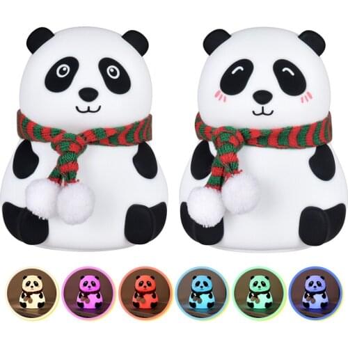 Creative Panda Light LED Night Light Touch Sensor Colorful Cartoon Silicone Lamp Bedroom Bedside Lamp For Kids Children Gift