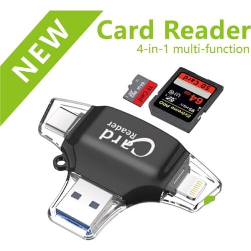 SD Card reader For Iphone Ipad Tablet phone 4 IN 1 micro sd card readers Type C&Micro USB&ligh