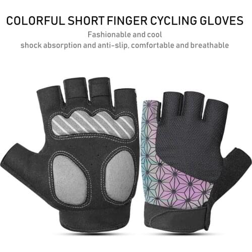 Bike Cycling Gloves Half Finger Glove MTB Road Bicycle Gloves Pad Shock-Absorbing Anti-Slip Reflection Gloves