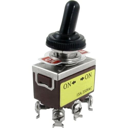 Top quality AC 250V 15A on/on 2 Position DPDT Toggle Switch with Waterproof Boot