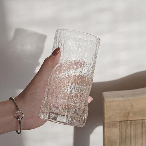 Japanese Bark Pattern Glass, Family Water Cup, Simple and Fresh, Lovely Girl, Milk Cup, Coffee Cup, Beer Cup