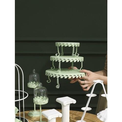 Green Colors Cake Stands Sets for Party Table Pastries Cupcake Holder Plates