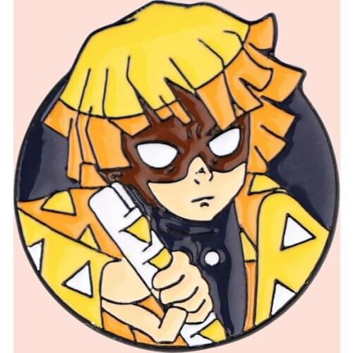 ZF2935 Anime Boy Demon Slayer Jewelry Enamel Pins And Brooches Cartoon Creative Metal Denim Hat Badge For Friends Kids