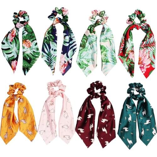 Women Girl Elastic Hairbands Scrunchie Streamer Accessories Scrunchies summer Animal Ponytail Holder Hair Ties 20pcs F507B
