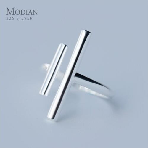 Modian Fashion Geometric Line Authentic Sterling Silver 925 Ring for Women Open Adjustable Finger Ring Fine Jewelry 2020 Design