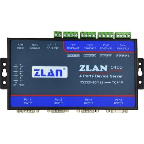 ZLAN5400 4 ports RS232 485 422 to Ethernet TCP IP RJ45 multi-ports Converter Serial device server