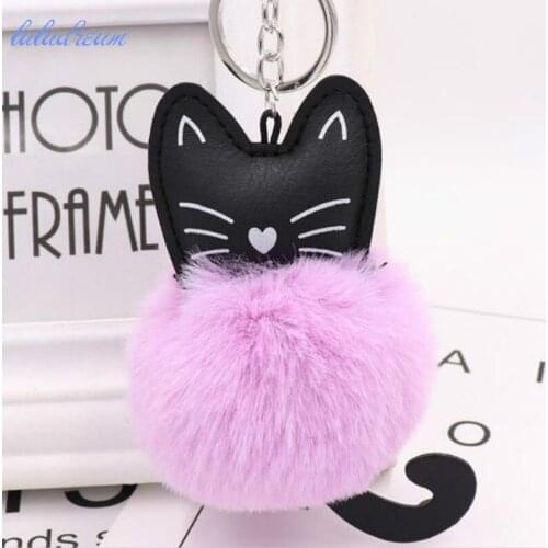1pc Plush Doll Toy Cute Cat Key Chain Car Key Ring Women Bag Pendant Hair Ball Gift