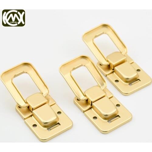 10pcs 27*40mm KIMXIN sales customes iron Dumb gold case hasps Collectionbox winecsae 4 hole lock Woodencase hardware With screw