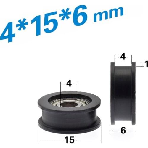 10pcs 4*15*6cm Small pulley groove H-shaped groove wheel 604zz wrapped bearing pulley nylon/pom polyformaldehyde