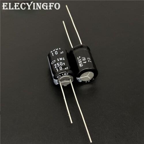 100pcs 10uF 250V10UF Japan NCC SMG Series 10x16mm 250V10uF Aluminum Electrolytic Capacitor