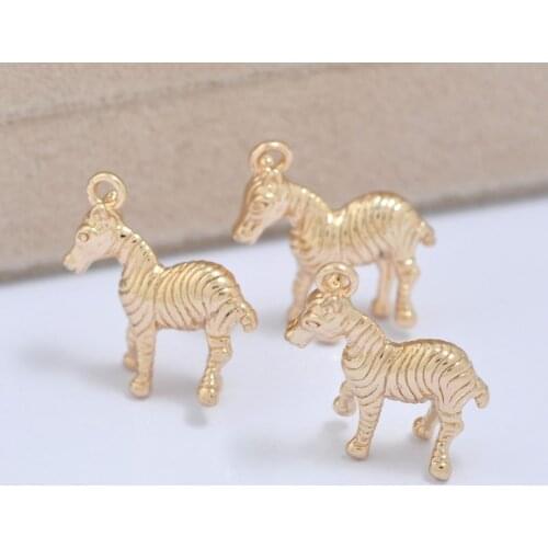 6PCS 16x18MM 24K Champagne Gold Color Plated Brass Zebra Horse Charms Pendants High Quality Diy Jewelry Accessories
