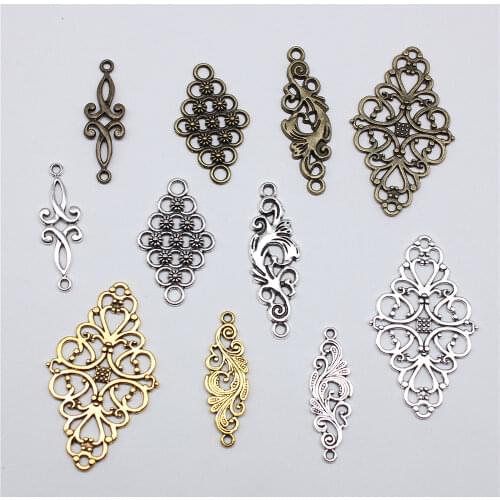 10pcs 41x25mm Filigree Connector Motif For Bracelet Making Connector Flower Charms For Jewelry Making