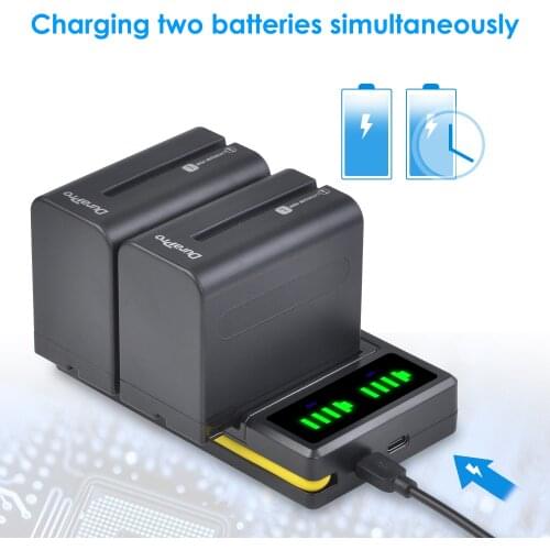 2pc x 7200mAh NP-F960 NP-F970 Li-ion Battery + USB Dual Charger for SONY NP F960 F970 F950 F330 F550 F570 F750 F770 MC1500C 190P