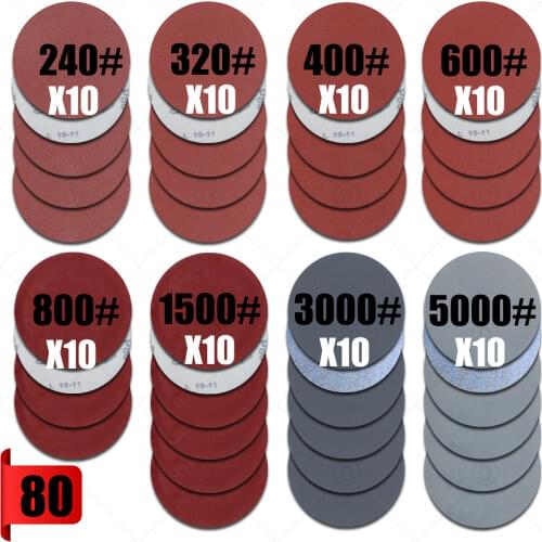 3 Inch Grinding Sandpaper Set With Velcro Sanding Discs Hook & Loop Sand Paper Round Disk Sand Sheet Car Polish Restoration