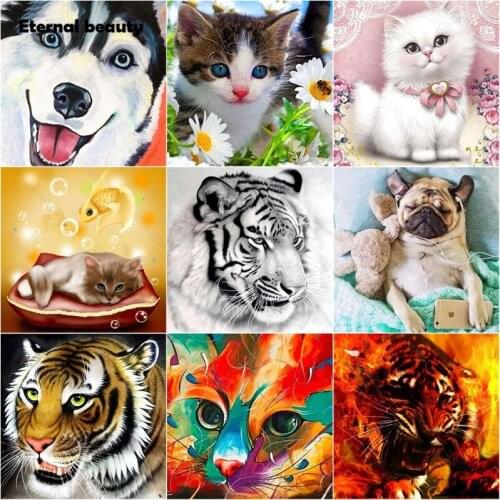 5D Diy Diamond Painting Animals Pictures of Rhinestones Full Diamond Embroidery Cats and Dogs Diamond Mosaic Cross Stitch Kis