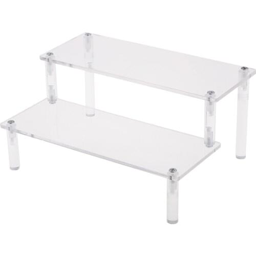 Acrylic Shelf 2-Tier Cosmetics Storage Rack Detachable Model Figures Display Stand for Cupcake Makeup Perfume Collectibles