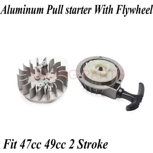 Aluminum Pull starter With Flywheel Easy to Pull Fit 47cc 49cc 2 Stroke Mini Dirt Pocket Pit Bike Moto ATV Quad