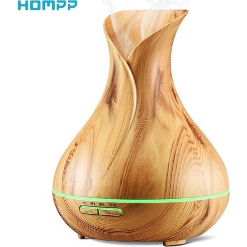 Aroma Diffuser 400ml Humidifier Oil Fragrances Ultrasonic Fragrance Humidifier Wood Grain LED Portable for Babies Kids House