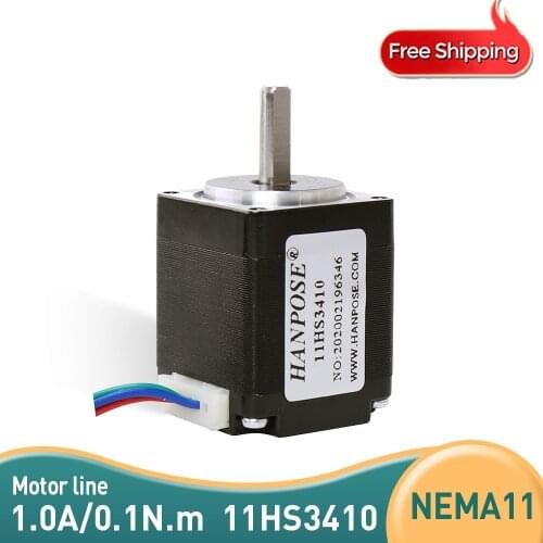 Free shipping 5PCS Mini 4-lead Nema11 34mm Stepper Motor 28 motor Nema 11 motor 1.0A 3D printer motor and CNC XYZ