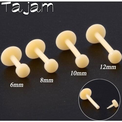10pcs Bio Flexible PTFE Push-in Pin Labret Retainer Bead Flesh Color Earring Lip Ring Stud Fashion Body Piercing Jewelry