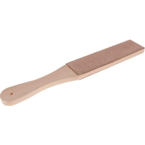 Wooden Handle Leather Sharpening Strop Razors Polishing Board For Home Tools