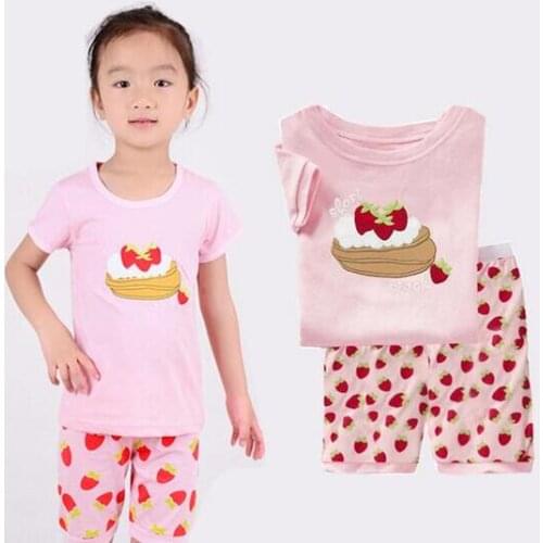 Children Pajamas 2pcs Short Sleeve Cartoon Kids Sleepwear Baby Girl Clothes Sleep Suit Summer Cotton Child Pyjamas Boy Nightwear