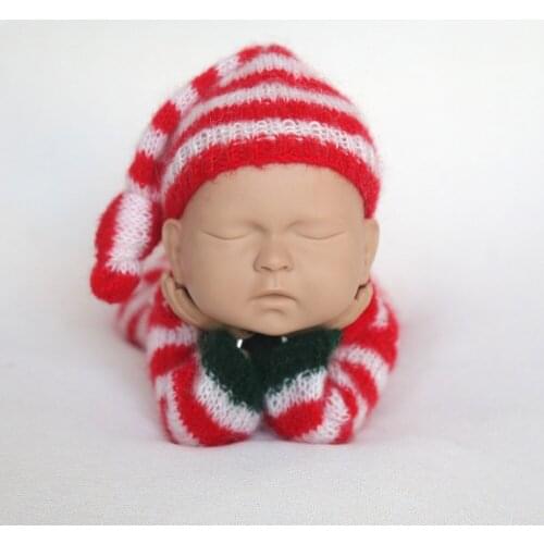 Long Sleeve Newborn Christmas Overall Santa Claus Outfit Photography props Baby girl Hooded romper with Bonnet set photo prop