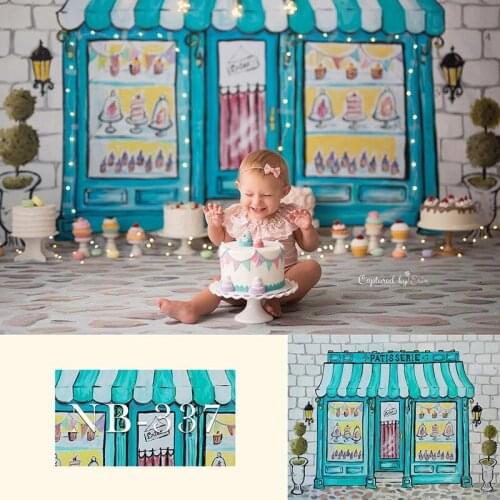 Ice cream store newborn baby shoewr backdrop for photography blue cake background for birthday party photo shoot photographic