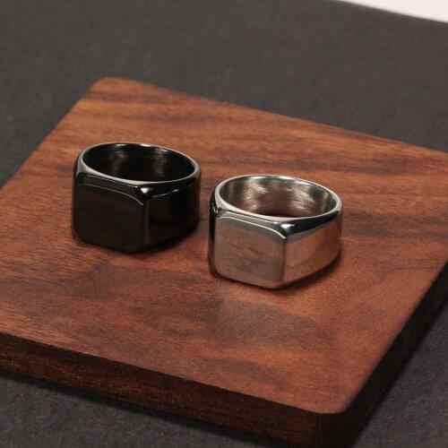 Hot Brand Titanium Steel Jewelry Simple Square Men and Women Personality Ring Glossy Ring Couple Wedding Jewelry Engagement Gift