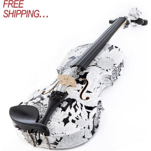 Kinglos 4/4 full size colorful black and white accessories high glade for kids old wood acoustic violin