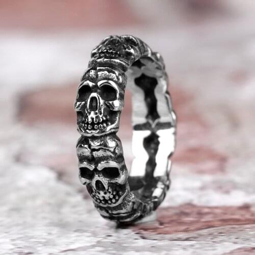 Stainless Steel Men Rings Domineering Devil Skull Punk Rock Gothic for Biker Male Boyfriend Jewelry Creativity Gift Wholesale
