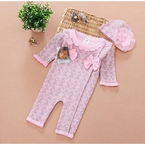 Spring Newborn Baby Girl Clothes Kids Girls 2pcs Clothing Set: Jumpsuits & Flower Hat Leopard/Floral Full Infant Romper