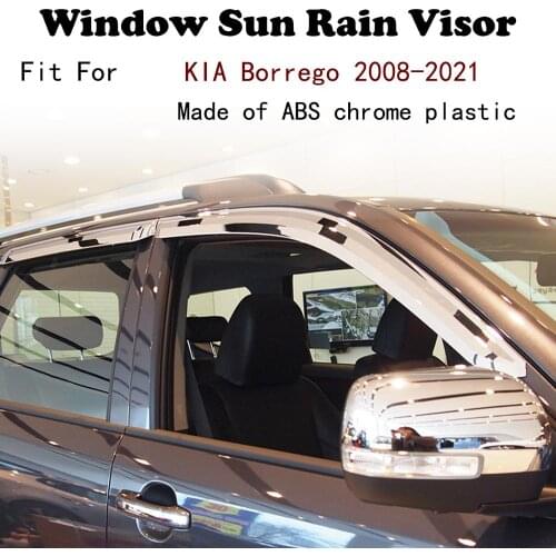 ABS Chrome plastic Window Visor Vent Shades Sun Rain Guard car accessories For KIA Borrego 2008-2021
