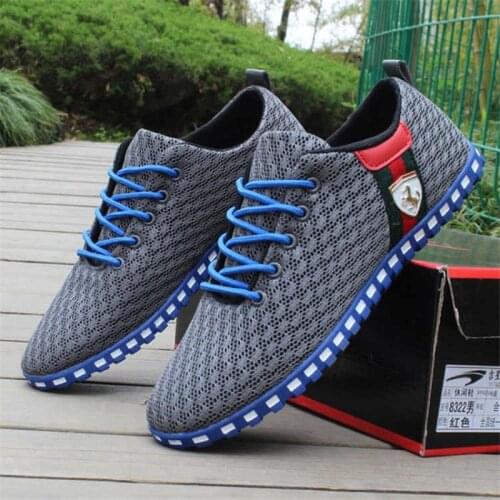 Men Casual Shoes 44 New Arrival Breathable Mesh Flats Shoes Men Loafers Slip On Mens Driving Shoes Trainers Laceup Mens shoes