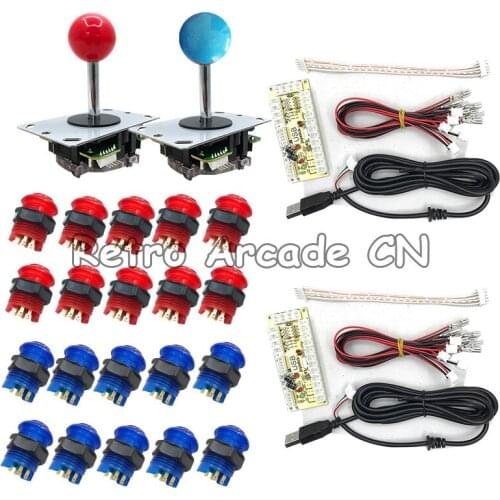 2 players DIY kit with USB Zero Delay Encoder+5 pin Joystick + Led Push Buttons for PC PS2 PS3 Arcade Game machines Parts