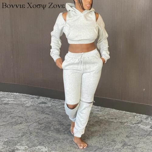 Zip Up Solid Hole Color Scrunched Two Piece Sets Drawstring Casual Sport 2 Piece Set Women Long Sleeve Hooed Straight Sets